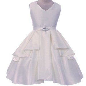 new white elegant flower girl birthday wedding dress size 4